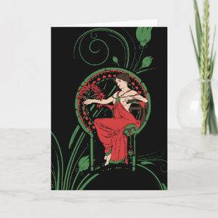 Cartão De Festividades Vintage Mucha Art