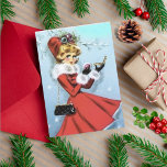 Cartão De Festividades Vintage: Mulher de Natal retrógrada em vestido ver<br><div class="desc">Vintage retro mulher de Natal colocando sua maquiagem em um Cartão de Feriado vermelho. Um cartão bonito dos anos 50 que é perfeito para a sua coleção ou para enviar para a família e amigos para as férias.</div>