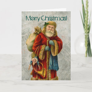 Cartão De Festividades Vintage Natal Antigo Papai Noel