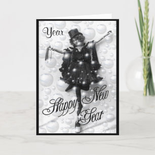 Cartão De Festividades Vintage New Year Retro NewYears Day personaliZed