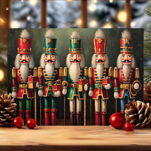 Cartão De Festividades Vintage Nutcracker Soldiers Clássico Natal