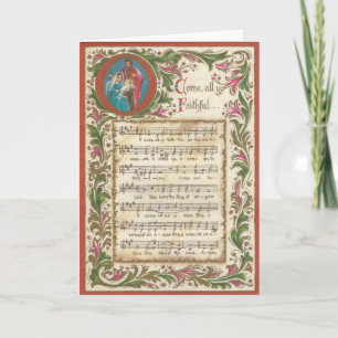 Cartão De Festividades Vintage O Come All Ye Faithful...