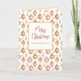 Cartão De Festividades Vintage Ornament Dourado rosa Natal