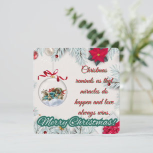 Cartão De Festividades Vintage Ornament & Poinsettia Natal