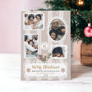 Cartão De Festividades Vintage ornamentado frames Família de Natal 5 foto
