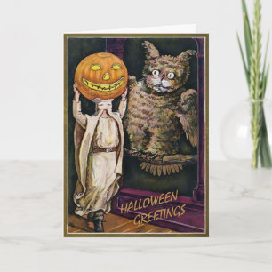 Cartão De Festividades Vintage Owl Halloween Card