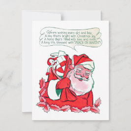 Cartão De Festividades Vintage Papai Noel desejando a alegria de Natal