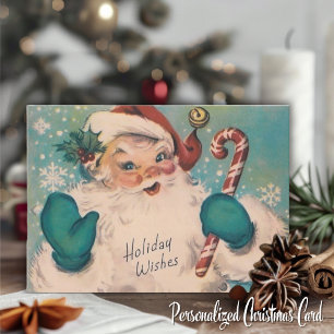 Cartão De Festividades Vintage Papais noeis com o Natal Personalizado de