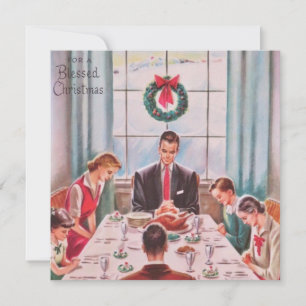 Cartão De Festividades Vintage para um Janto familiar de Natal abençoado