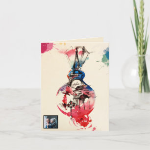 Cartão De Festividades Vintage Paris Eiffel Tower Viagem Love Watercolor