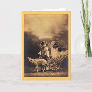 Cartão De Festividades Vintage Páscoa Cherub
