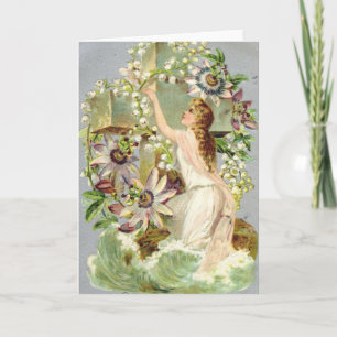 Cartão De Festividades Vintage Páscoa Cross