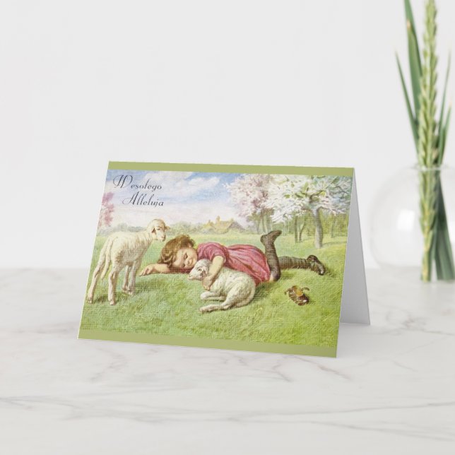 Cartão De Festividades Vintage Páscoa Polonesa (Frente)
