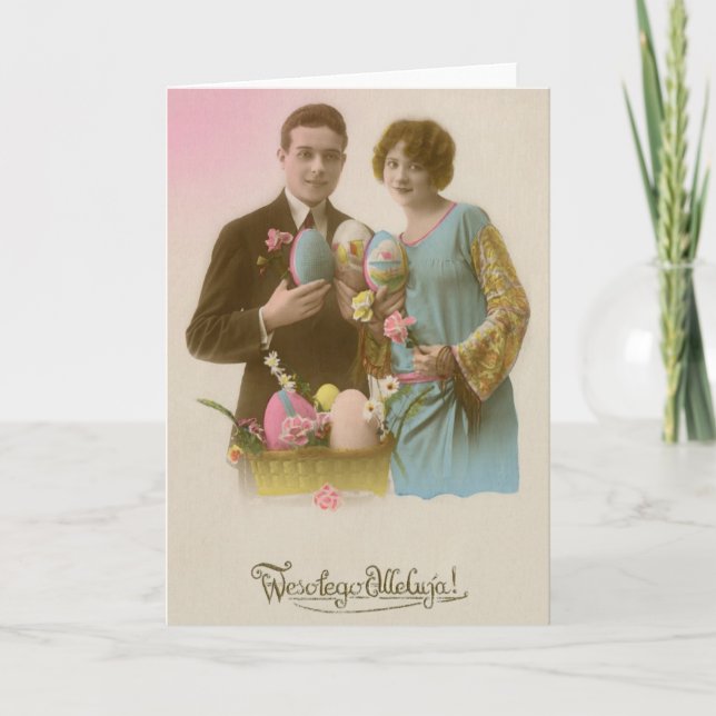 Cartão De Festividades Vintage Páscoa Polonesa (Frente)