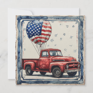 Cartão De Festividades Vintage Patriot Truck: Glória Vintage