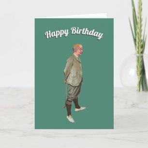 Cartão De Festividades Vintage Phrenology Head Golfer Birthday