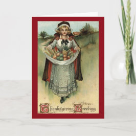 Cartão De Festividades Vintage Pilgrim Woman - Greeting Card de Ação de G