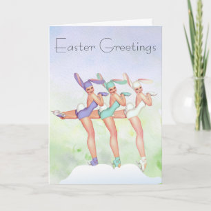 Cartão De Festividades Vintage Pin-Up Easter Card