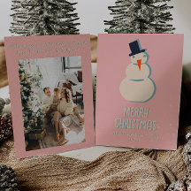 Vintage Pink Ilustrado Cream Snowman Natal