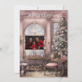 Cartão De Festividades Vintage Pink Victorian Photo