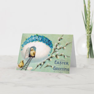 Cartão De Festividades Vintage Pintinhos Páscoa Saudação
