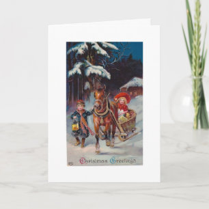 Cartão De Festividades Vintage - Pista de Natal,