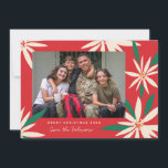 Cartão De Festividades Vintage Poinsettias Foto de Natal<br><div class="desc">Personalize com sua saudação ou mensagem para a época de feriados. Quadro original de Becky Nimoy. Adicione uma foto atrás ou uma mensagem. O padrão pode ser removido se desejar</div>