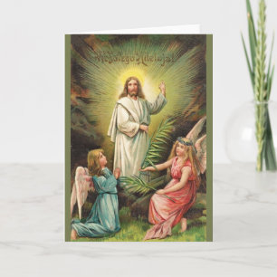 Cartão De Festividades Vintage Polish Religious Risen Lord Easter Card