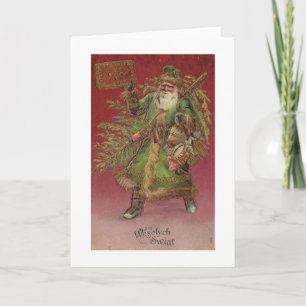 Cartão De Festividades Vintage Polish Santa Christmas Greeting Card