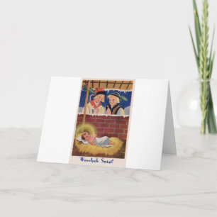 Cartão De Festividades Vintage Polonês Wesołyeh Świąt Christmas Retro Art