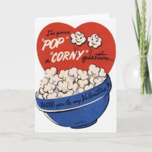 Cartão De Festividades Vintage Popcorn Valentine's Day Card