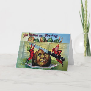 Cartão De Festividades Vintage Pumpkin Halloween Card