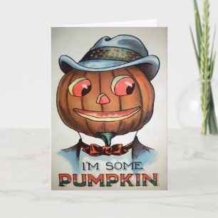 Cartão De Festividades Vintage Pumpkin Head Halloween Card