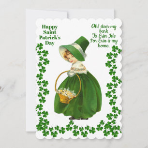 Cartão De Festividades Vintage Quote Santo Paddys Day Shamrock Girl Green