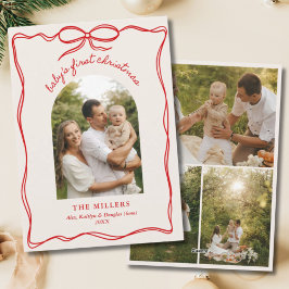 Cartão De Festividades Vintage Red Arco Baby 1rua Foto da Família de Nata