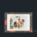 Cartão De Festividades Vintage Red Botanical Greenerescer Dois Foto<br><div class="desc">Vintage Red Botanical Greenerescer Dois Cartão de Férias Fotográficas</div>