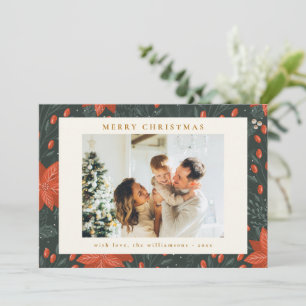 Cartão De Festividades Vintage Red Botanical Greenerescer Dois Foto