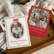 Vintage Red Bow Cream Christmas 5 Photo