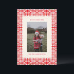 Cartão De Festividades Vintage Red Christmas Geométrico Quilt Photo<br><div class="desc">Cartão de Férias Geométricas de Quiloto de Natal Vermelho Vintage</div>