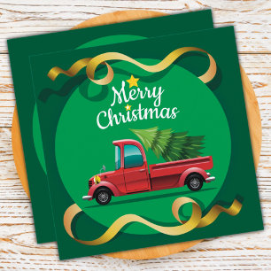 Cartão De Festividades Vintage Red Christmas Truck