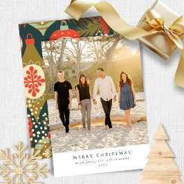 Cartão De Festividades Vintage Red Green Enfeites de natal Photo Flat