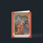 Cartão De Festividades Vintage Red Madonna E Infância Natal Religioso<br><div class="desc">Um cartão de Natal religioso vintage de Maria virgem e Jesus bebê na véspera de Natal. Uma cena retrógrada da natividade, para cristãos e católicos tradicionais. E também o cartão representa a sagrada virgem Mary em fundo azul e estrelas rezando ao redor do novo nascer Deus Jesus enquanto ele dorme...</div>