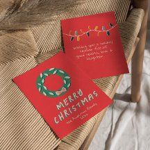 Vintage Red Painted Wreath Christmas Non-Photo