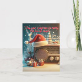 Cartão De Festividades vintage red radio2 Flat Holiday Card