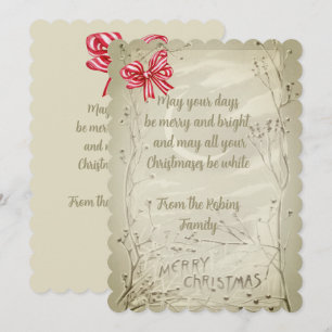 Cartão De Festividades Vintage Red Ribbon antigo estilo Natal