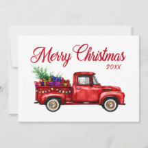 Vintage Red Truck Oferta Árvore Feliz Ano de Natal
