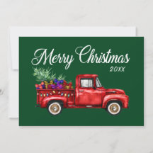 Vintage Red Truck Tree Presente Feliz Ano de Natal
