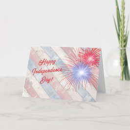 Cartão De Festividades Vintage Red White Blue Patriotic Fireworks