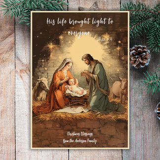 Cartão De Festividades Vintage Religião Natal Natividade Holly Família