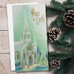 Cartão De Festividades Vintage Retro Christmas Church Winter<br><div class="desc">Lindos Natais vintages da igreja de neve de inverno. Adição perfeita à sua coleção de vintage ou excelente de enviar para a família e amigos durante o período de férias. Isso pode ser transferido para outros produtos,  inclusive um cartão de férias dobrado.</div>